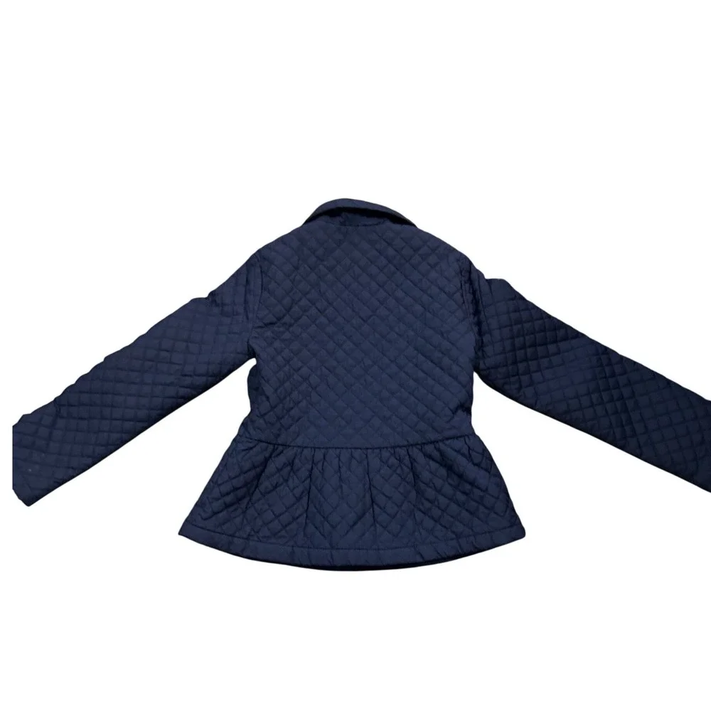 Gymboree Girls Navy Blue Quilted Peplum Jacket Coat Size M‎ 7-8 Gold Hardware